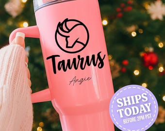 Zodiac Taurus Tumbler, Personalized Astrology Cup, Taurus Birthday Present, Custom Horoscope Gift, Star Sign Cup, Taurus Zodiac Sign Tumbler