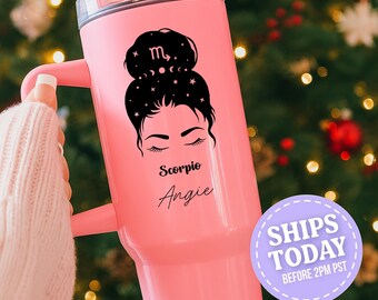 Scorpio Zodiac Tumbler, Personalized Astrology Cup, Custom Horoscope Tumbler, Celestial Birthday Gift, Star Sign Gift Idea