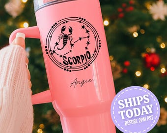 Scorpio Zodiac Sign Tumbler, Personalized Scorpio Cup, Astrology Birthday Gift, Custom Star Sign Tumbler, Horoscope Gift Idea
