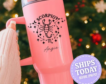 Scorpio Zodiac Sign Tumbler, Personalized Scorpio Cup, Astrology Birthday Gift, Custom Star Sign Tumbler, Horoscope Gift Idea
