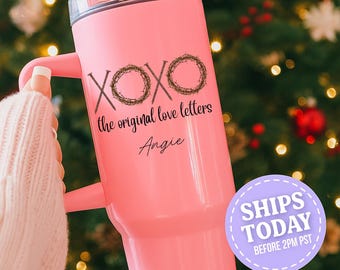 XOXO Love Letters Tumbler, Personalized Christian Cup, Religious Faith Gift, Jesus Crown of Thorns, Spiritual Drinkware, Easter Gift