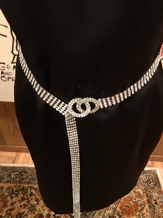 Clear Rhinestone Fringe Chain Belt