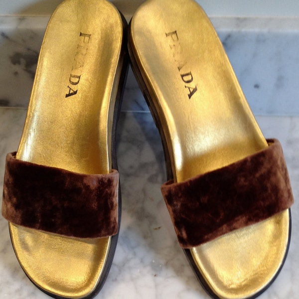 SALE 20% Prada Brown / Gold Sandal 69.00 NOW 55.00