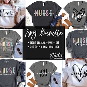 Nurse Design Bundle Svg Png, Nurse SVGs, Cricket SVG&#39;s, RN Svg&#39;s, Tshirt Designs, Emergency Nurse, Lnd, Icu, Nicu, Commercial Use