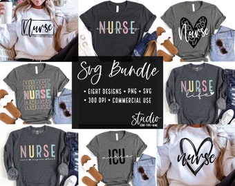Nurse Design SVG Bundle, T-Shirt Designs (Commercial Use)