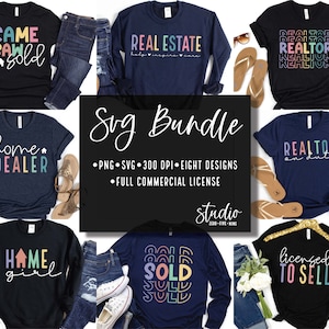 Bundle de conception SVG agent immobilier, fichiers Cricut, agent immobilier PNG SVG, immobilier, modèles de T-shirt, SVG immobilier, SVG pour agents immobiliers