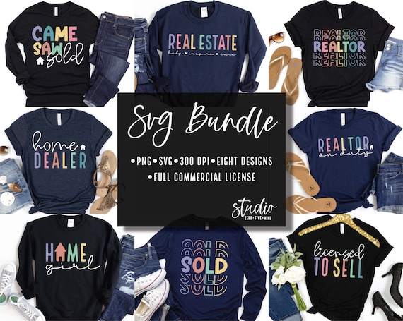 Realtor SVG Design Bundle, Real Estate T-Shirt Designs (PNG, Cricut Files)