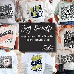 Voetbal SVG-ontwerpbundel, voetbal SVG's, voetbal moeder SVG's, Futbol Svg's, Game Day, voetbalvibes, retro, groovy, commercieel gebruik
