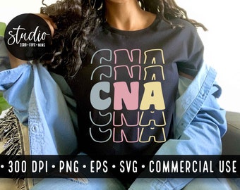 CNA Stacked Design, Nurse SVG, PNG, Commercial Use (Digital Files)