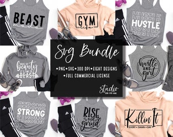 Gym Motivation SVG Design Bundle, Workout Fitness (Commercial Use, Instant Download)