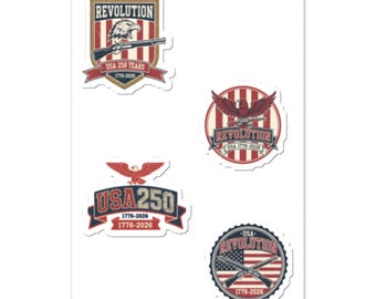 USA 250 Heritage Line Stickers – Vintage Patriotic Decals | American Revolution 1776–2026 Commemorative Collection
