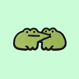 Frog Embroidered Patch | Kawaii Frog Jacket Badge | Animal Backpack Patches