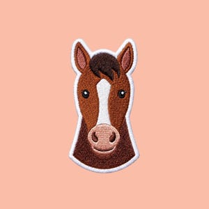 Parche bordado con cabeza de caballo / Insignia de chaqueta con caballo / Parches de animales de granja