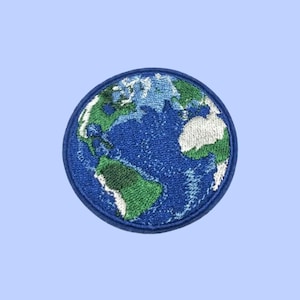 Earth Embroidered Patch | Planet Globe Jacket Badge | Space Nature Patch