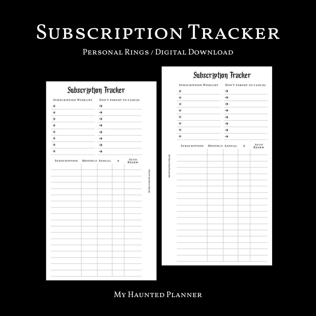 Subscription Tracker Personal Printable Planner Page - Etsy