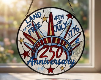 USA 250th Anniversary Suncatcher, 1776-2026 America Semi-quincentennial Gift, Patriotic Eagle Window Art, Commemorative Glass Decor