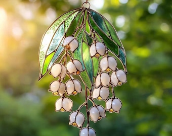 Lily of the Valley Suncatcher, Acrylic Style Floral Window Hanging, May Birth Flower Gift, White Flower Decor, Wedding Anniversary Gift