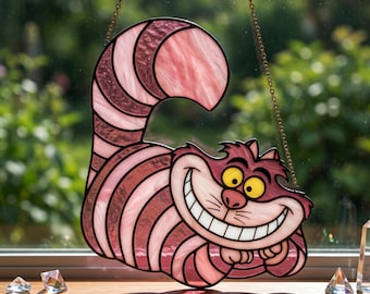 Cheshire Cat Acrylic Suncatcher, Alice in Wonderland Window Hanging Decor, We Are All Mad Here Ornament, Gothic Gift for Her Women