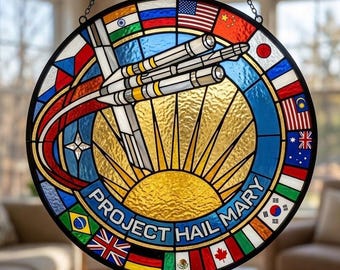 Project Hail Mary Stained Glass Suncatcher, Project Hail Mary Rocky Window Hanging, Book Lover Gift, AMAZE Gift For Her