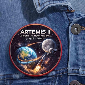 Artemis II Mission Pin, Return to the Moon 2026 Button, Retro Space Badge, Astronomy Lover Gifts, Space Exploration Backpack Pin Buttons