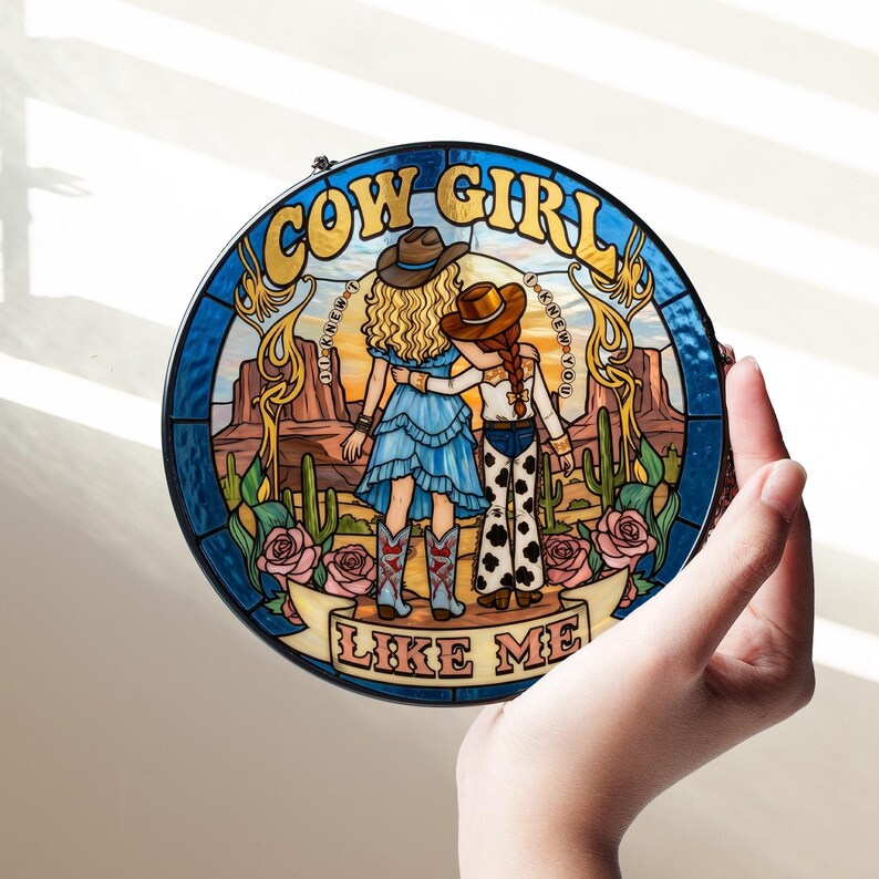 CowGirl Like Me Stained Glass Suncatcher, I Knew It I Knew You Window Hanging, Vintage Western Music Fan Gift, Toy Story Fan Disneyland Gift image 5