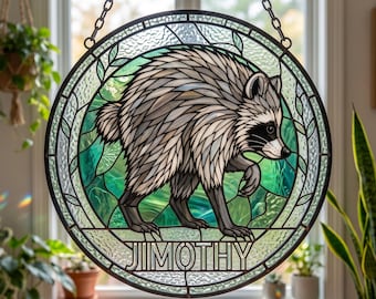 Jimothy Raccoon Stained Glass Suncatcher, Viral Seattle Meme Decor, Cute Raccoon Ornament, Gift for Animal Lover Home Decor Idea 2026