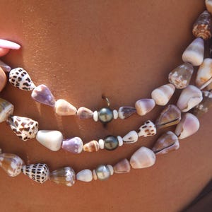 Collier De Coquillages Style Tahitien/polynésien - Longueur 10 Pouces - Blanc Naturel - Occasion