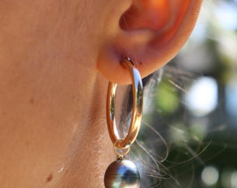 Große Tahiti Perlen Creolen: 14k Gold Filled Creolen