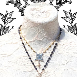 Miraculous Medal Heart Beaded Necklace.Virgin Mary Rosary Style Tiny Gold Heart Choker.Catholic Statement Drop Necklace.Best Friend Gift.