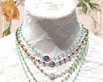 Catholic Sacred Heart Altered Rosary Necklace.Colorful Minimalist Saint Charm.Jesus St Michael St Therese Sacred Heart.Unique Layered Choker