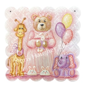 Placa Beary Sweet Dreams Girl con patrón E de Chris Haughey