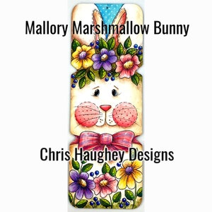 Mallory Marshmallow Bunny Plaque E-Pattern - Entworfen und gemalt von Chris Haughey