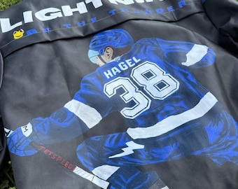 Hand-Painted Hockey Leather Jacket | Custom Player Design | DO NOT ORDER without seller approval