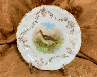 Antique PM Bavaria Porzellanfabrik Moschendorf Scalloped Edge Game Bird Plate - 1895 to 1910, Wild Game Bird Plate, 2 of 3 listed