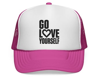 Go Love Yourself Trucker Cap | Typography Heart Mesh Hat
