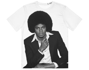 Black-and-White Retro MJ Portrait T-Shirt | Vintage Afro Photo Tee