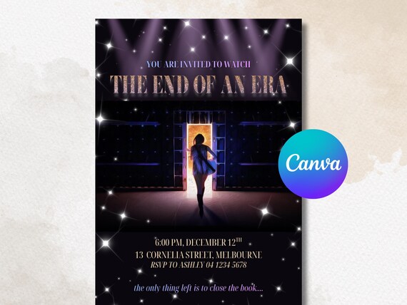 Pop Star Documentary Watch Party Invitation | Editable Digital Invite | The End of an Era Party | Concert Film Printable | Retro Sparkle