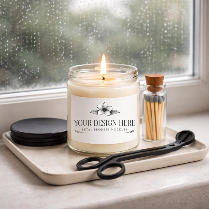 Lumient Candle Mockup Video 4 Second Candle Mockup Gift Set Mockup Drag And Drop Easy Candle Mockup With Accessories Cozy Rain Aesthetic