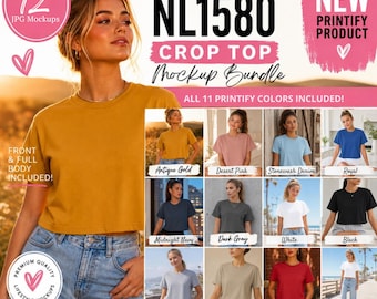 Next Level NL1580 Crop Top Mockup Bundle, 12 JPG Lifestyle Images (Digital Download)