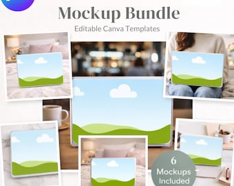 MacBook Case Mockup Bundle | Editable Canva Templates (6 Mockups Included)