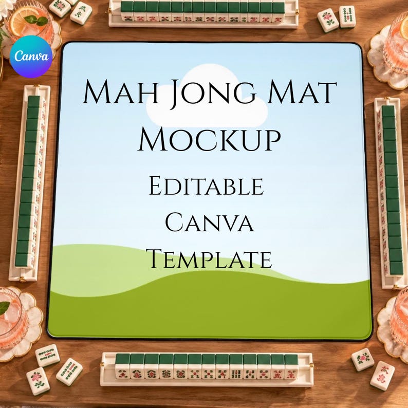 Mahjong Mat Mockup Canva Template, Editable Mahjong Game Mat Mockup ...