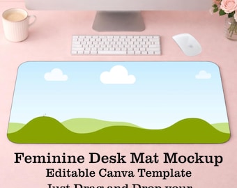 Maquette de tapis de bureau féminin : Modèle Canva modifiable (Téléchargement numérique)