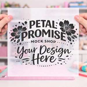 DTF Gang Sheet Mockup 12x12 Transparent Film Mockup DTF Transfer Sheet Mockup Drag and Drop Mockup Etsy Seller Mockup PSD Alternative