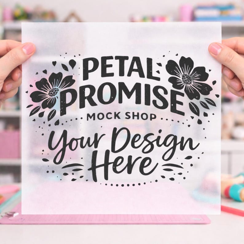 DTF Gang Sheet Mockup 12x12 Transparent Film Mockup DTF Transfer Sheet Mockup Drag and Drop Mockup Etsy Seller Mockup PSD Alternative