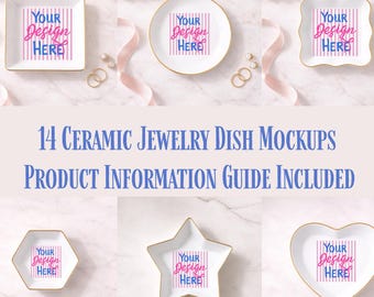 Keramik Schmuckschale Mockup Bundle, Ringschale Mockup, trendiges Schmuckschale Mockup, beliebter Schmuckhalter, Printway Produktmockup, POD Set
