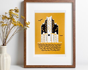 Elbphilharmonie Concert Hall Screen Print Hamburg | Hand Printed Art Print