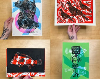 Experimental Screenprint Monoprints – Unique Test Prints