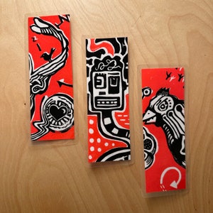 Lino prints Bookmarks // Set of 3