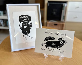humorous Bird Screen Prints - From the Ashes & Your E-Mail received me well