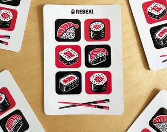 Vinyl Sticker Sheet Sushi and Chopsticks
